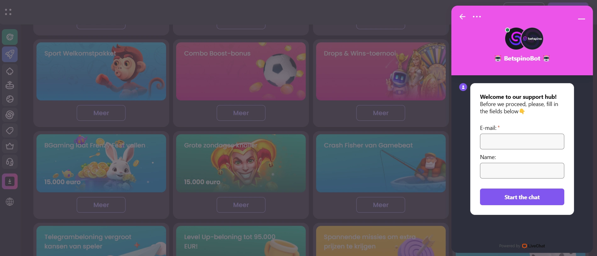 Bet Spino Casino online chatten 24/7 ondersteuning voor spelers